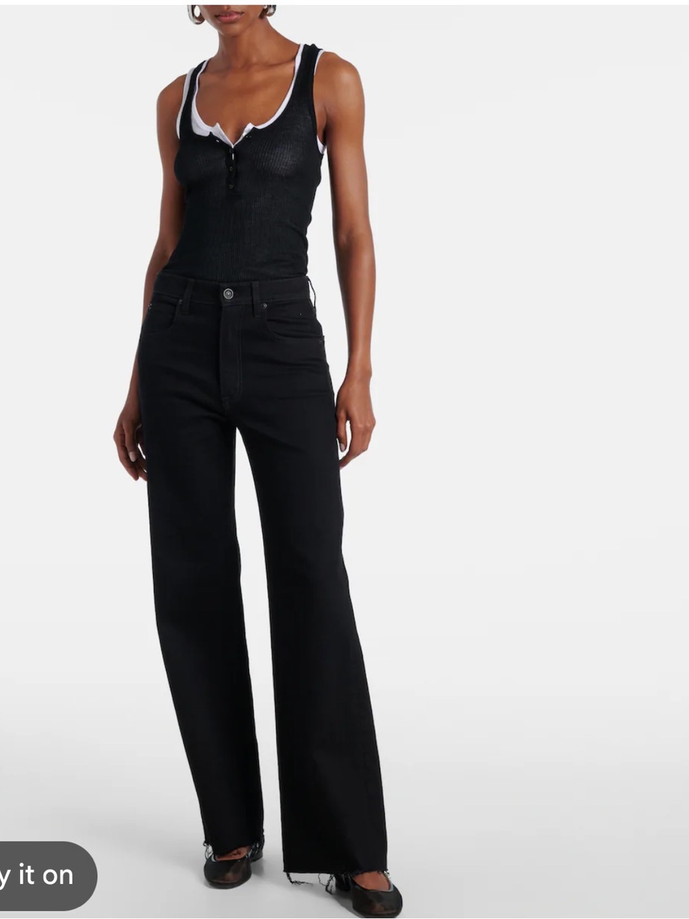 SLVRLAKE Sz 25 Grace Jet Black High Rise Wide Leg Jeans Orig$279
